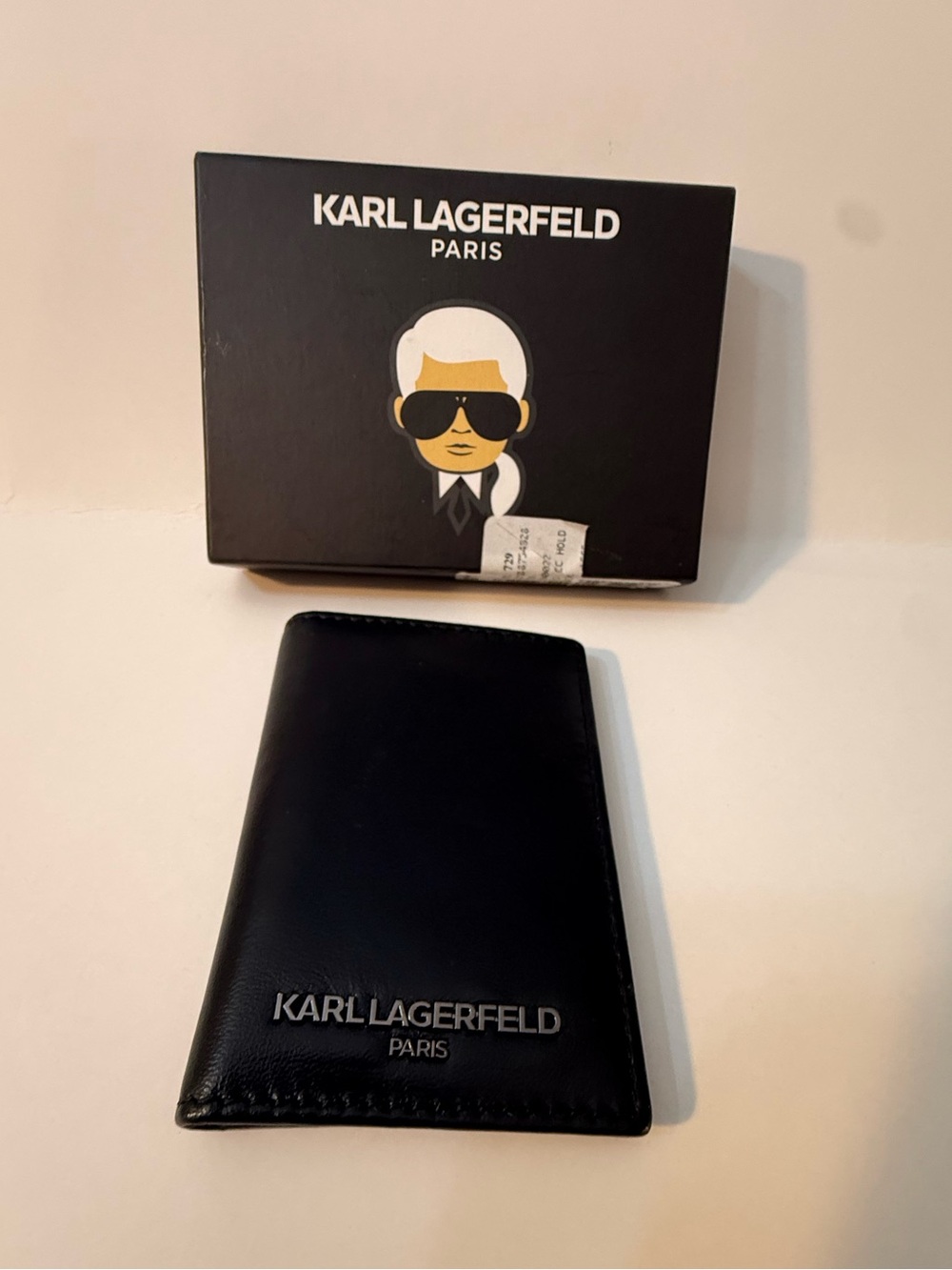 Karl Lagerfeld Black Leather Slim Card Holder wallet